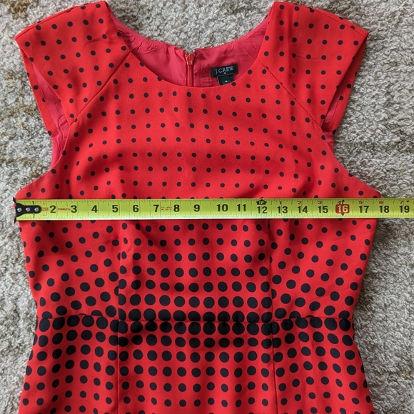 J. CREW OPTIC GRAPHIC DOT SHEATH Professional DRESS RED BLACK Sz 10 Knee Length - Picture 9 of 13